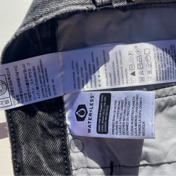 Levi’s 501 high-rise denim shorts original button-fly cut-off hem black women 27 - Picture 6 of 6